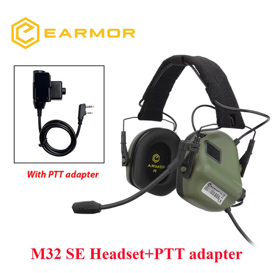 Casque Tactique Antibruit EARMOR M32 MOD4/SE avec Adaptateur PTT Kenwood
